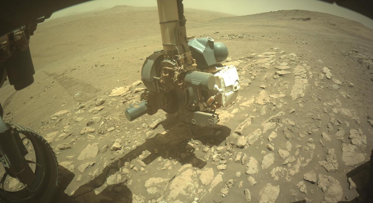 This image was taken by FRONT_HAZCAM_LEFT_A onboard NASA's Mars rover Perseverance on Sol 1404