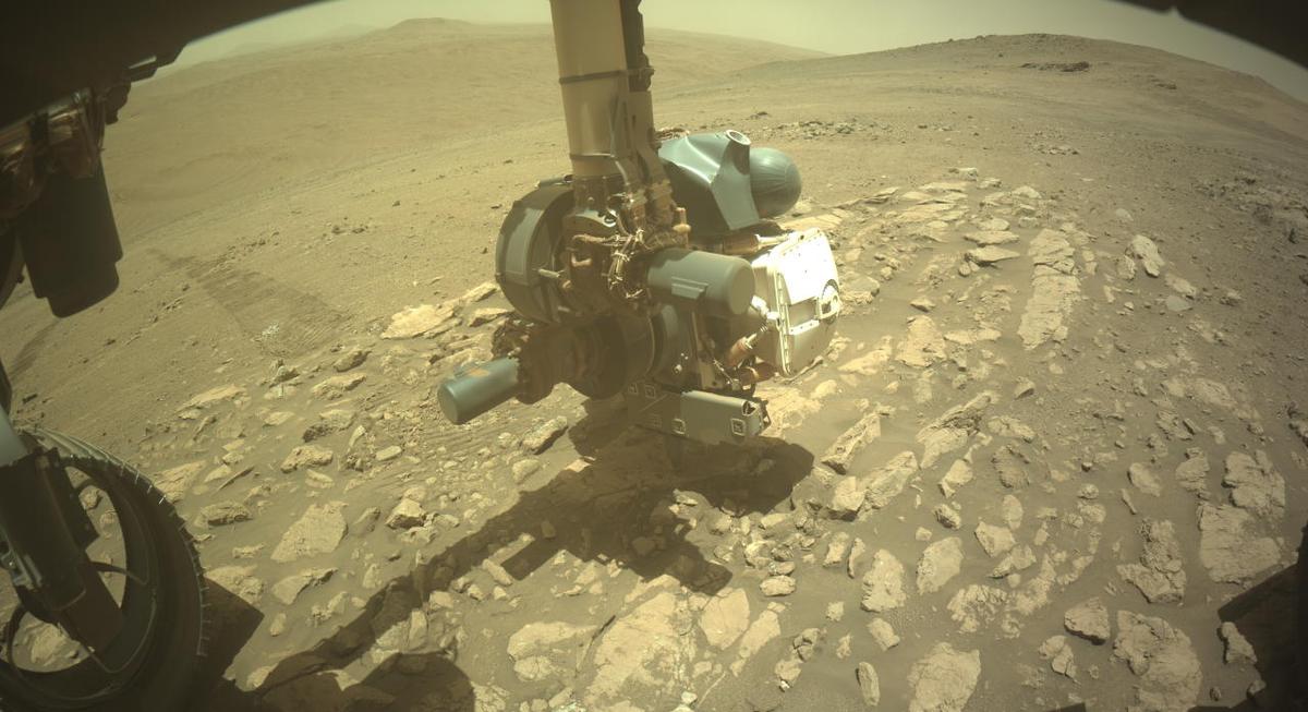 This image was taken by FRONT_HAZCAM_LEFT_A onboard NASA's Mars rover Perseverance on Sol 1404