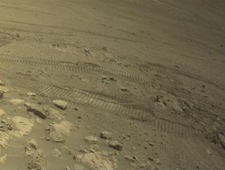 View image taken on Mars, Mars Perseverance Sol 1416: Front Left Hazard Avoidance Camera (Hazcam)