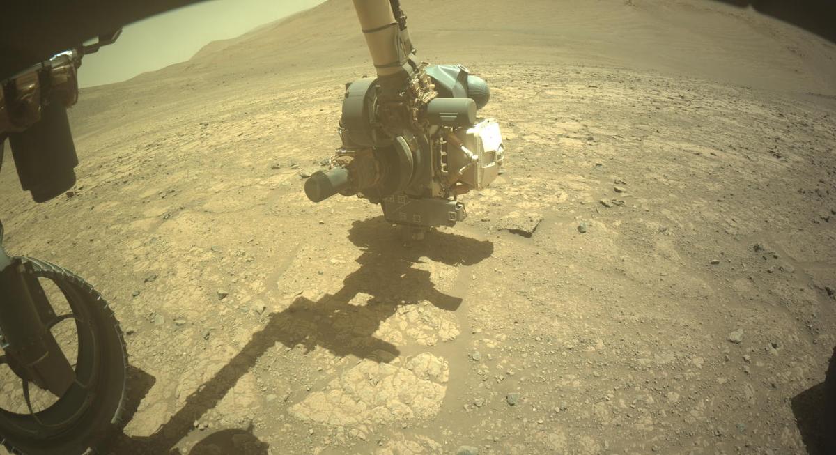 This image was taken by FRONT_HAZCAM_LEFT_A onboard NASA's Mars rover Perseverance on Sol 1447