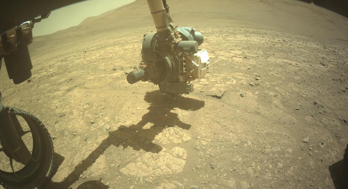 This image was taken by FRONT_HAZCAM_LEFT_A onboard NASA's Mars rover Perseverance on Sol 1447