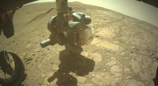 View image taken on Mars, Mars Perseverance Sol 1490: Front Left Hazard Avoidance Camera (Hazcam)