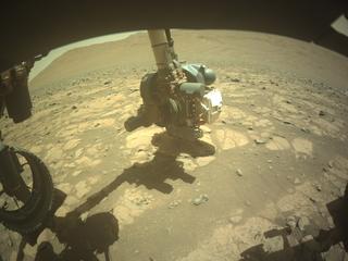 View image taken on Mars, Mars Perseverance Sol 1504: Front Left Hazard Avoidance Camera (Hazcam)