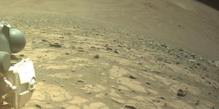 View image taken on Mars, Mars Perseverance Sol 1504: Front Left Hazard Avoidance Camera (Hazcam)