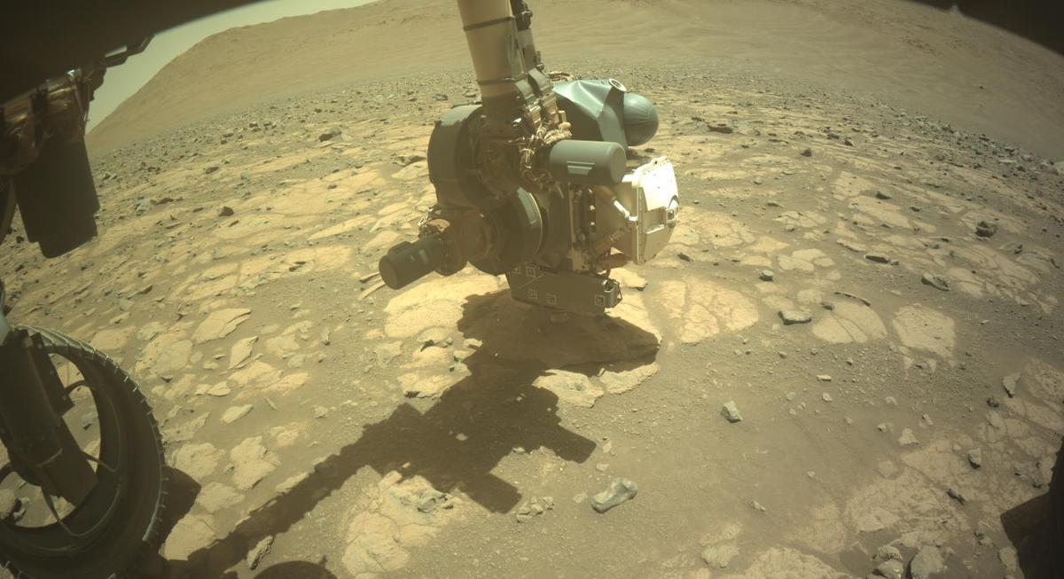 This image was taken by FRONT_HAZCAM_LEFT_A onboard NASA's Mars rover Perseverance on Sol 1504