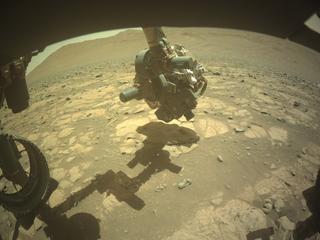 View image taken on Mars, Mars Perseverance Sol 1504: Front Left Hazard Avoidance Camera (Hazcam)