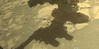 View image taken on Mars, Mars Perseverance Sol 1504: Front Right Hazard Avoidance Camera (Hazcam)