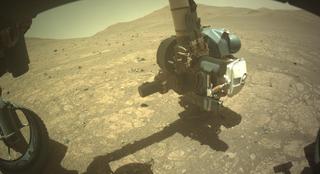 View image taken on Mars, Mars Perseverance Sol 1525: Front Left Hazard Avoidance Camera (Hazcam)