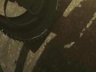 View image taken on Mars, Mars Perseverance Sol 1551: Front Left Hazard Avoidance Camera (Hazcam)