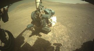 View image taken on Mars, Mars Perseverance Sol 1552: Front Left Hazard Avoidance Camera (Hazcam)