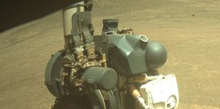 View image taken on Mars, Mars Perseverance Sol 1552: Front Right Hazard Avoidance Camera (Hazcam)