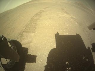 View image taken on Mars, Mars Perseverance Sol 1556: Rear Left Hazard Avoidance Camera (Hazcam)