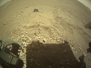 View image taken on Mars, Mars Perseverance Sol 1581: Rear Left Hazard Avoidance Camera (Hazcam)