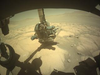 View image taken on Mars, Mars Perseverance Sol 1600: Front Left Hazard Avoidance Camera (Hazcam)