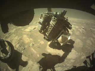 View image taken on Mars, Mars Perseverance Sol 1603: Front Left Hazard Avoidance Camera (Hazcam)