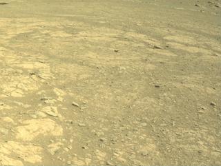 View image taken on Mars, Mars Perseverance Sol 1608: Front Left Hazard Avoidance Camera (Hazcam)