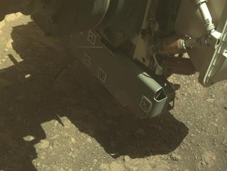 View image taken on Mars, Mars Perseverance Sol 1610: Front Left Hazard Avoidance Camera (Hazcam)