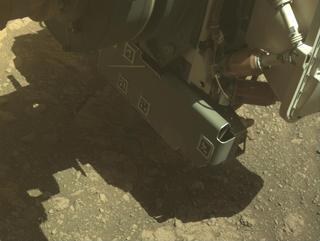 View image taken on Mars, Mars Perseverance Sol 1610: Front Left Hazard Avoidance Camera (Hazcam)