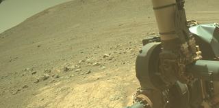 View image taken on Mars, Mars Perseverance Sol 1620: Front Left Hazard Avoidance Camera (Hazcam)