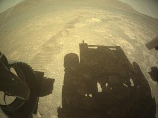 View image taken on Mars, Mars Perseverance Sol 1628: Rear Left Hazard Avoidance Camera (Hazcam)