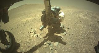 View image taken on Mars, Mars Perseverance Sol 1631: Front Left Hazard Avoidance Camera (Hazcam)