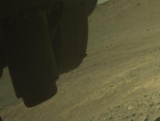 View image taken on Mars, Mars Perseverance Sol 1631: Front Left Hazard Avoidance Camera (Hazcam)