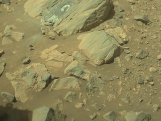 View image taken on Mars, Mars Perseverance Sol 1631: Front Right Hazard Avoidance Camera (Hazcam)