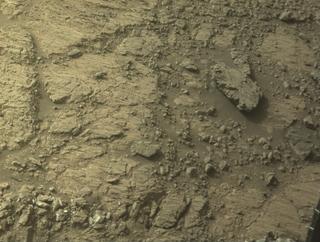 View image taken on Mars, Mars Perseverance Sol 1635: Front Left Hazard Avoidance Camera (Hazcam)