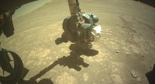 View image taken on Mars, Mars Perseverance Sol 1649: Front Left Hazard Avoidance Camera (Hazcam)