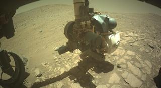 View image taken on Mars, Mars Perseverance Sol 1663: Front Left Hazard Avoidance Camera (Hazcam)