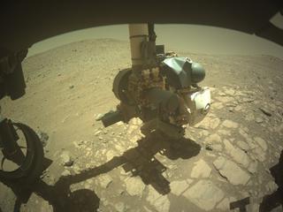 View image taken on Mars, Mars Perseverance Sol 1663: Front Left Hazard Avoidance Camera (Hazcam)