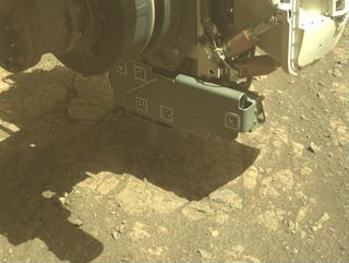 View image taken on Mars, Mars Perseverance Sol 1671: Front Left Hazard Avoidance Camera (Hazcam)