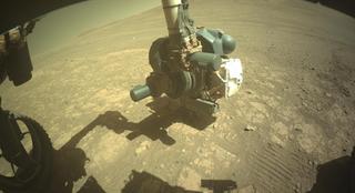 View image taken on Mars, Mars Perseverance Sol 1671: Front Left Hazard Avoidance Camera (Hazcam)