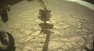 View image taken on Mars, Mars Perseverance Sol 1678: Front Left Hazard Avoidance Camera (Hazcam)