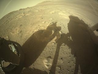 View image taken on Mars, Mars Perseverance Sol 1709: Rear Left Hazard Avoidance Camera (Hazcam)