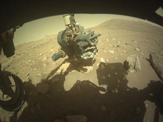 View image taken on Mars, Mars Perseverance Sol 2011: Front Left Hazard Avoidance Camera (Hazcam)