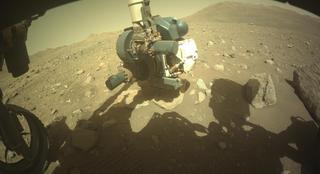 View image taken on Mars, Mars Perseverance Sol 2011: Front Left Hazard Avoidance Camera (Hazcam)