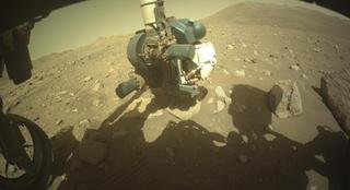 View image taken on Mars, Mars Perseverance Sol 2011: Front Left Hazard Avoidance Camera (Hazcam)