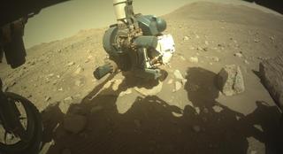 View image taken on Mars, Mars Perseverance Sol 2011: Front Left Hazard Avoidance Camera (Hazcam)