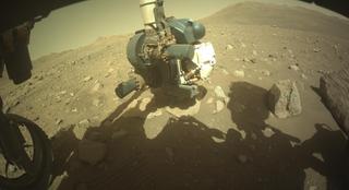 View image taken on Mars, Mars Perseverance Sol 2011: Front Left Hazard Avoidance Camera (Hazcam)