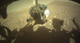 View image taken on Mars, Mars Perseverance Sol 2011: Front Left Hazard Avoidance Camera (Hazcam)