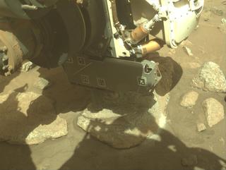 View image taken on Mars, Mars Perseverance Sol 2011: Front Left Hazard Avoidance Camera (Hazcam)
