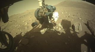 View image taken on Mars, Mars Perseverance Sol 2011: Front Left Hazard Avoidance Camera (Hazcam)