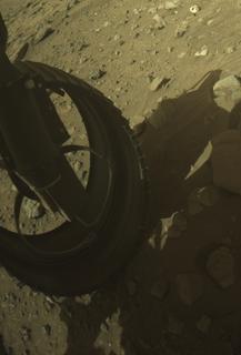 View image taken on Mars, Mars Perseverance Sol 2011: Front Left Hazard Avoidance Camera (Hazcam)
