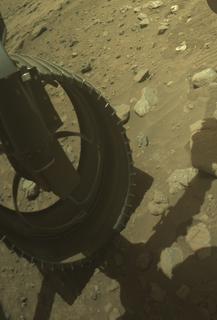 View image taken on Mars, Mars Perseverance Sol 2018: Front Left Hazard Avoidance Camera (Hazcam)