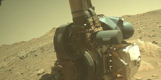 View image taken on Mars, Mars Perseverance Sol 2018: Front Left Hazard Avoidance Camera (Hazcam)
