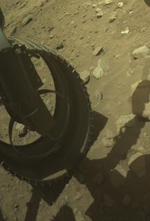 View image taken on Mars, Mars Perseverance Sol 2018: Front Left Hazard Avoidance Camera (Hazcam)