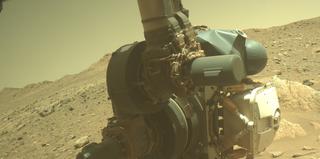 View image taken on Mars, Mars Perseverance Sol 2018: Front Left Hazard Avoidance Camera (Hazcam)