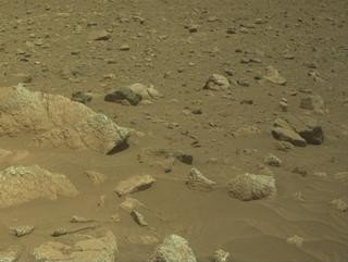 View image taken on Mars, Mars Perseverance Sol 2018: Front Left Hazard Avoidance Camera (Hazcam)