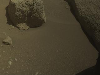 View image taken on Mars, Mars Perseverance Sol 2018: Front Left Hazard Avoidance Camera (Hazcam)
